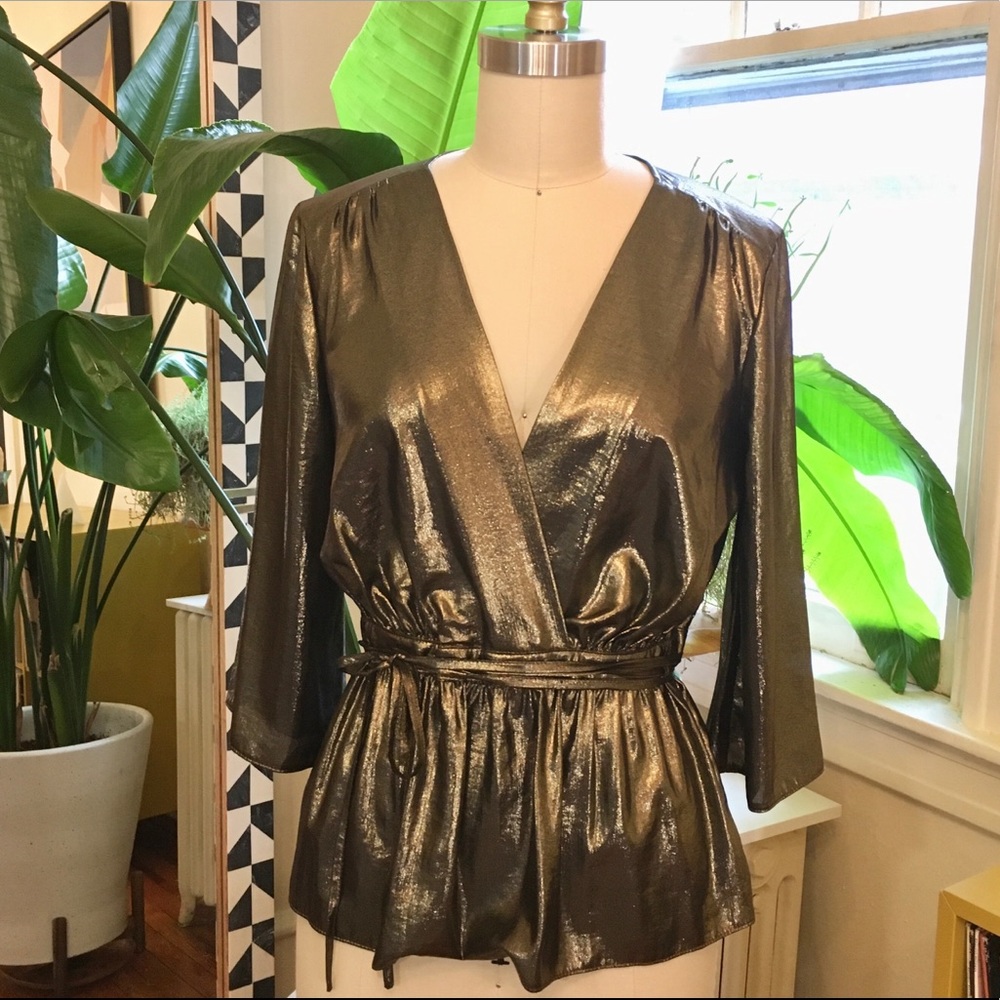 Topshop // Metallic Gold Blouse